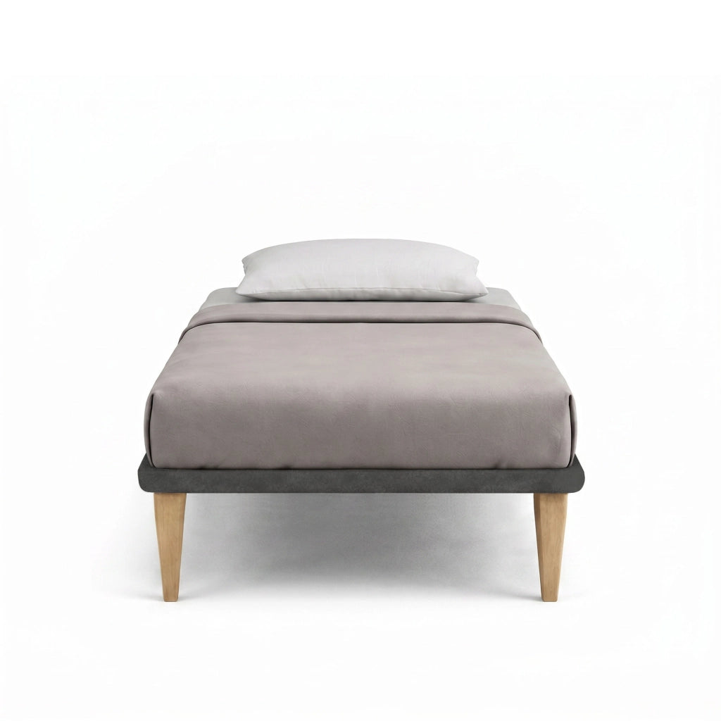Letto Singolo con Rete Rivestita 80x200 cm Microfibra Grigio Tessis