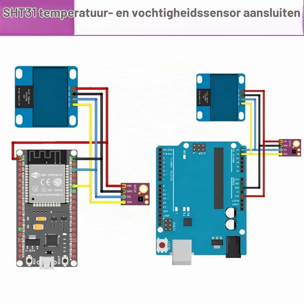 Sensore di umidità SHT31-D, confezione da 3, interfaccia I2C, compatibile con Arduino