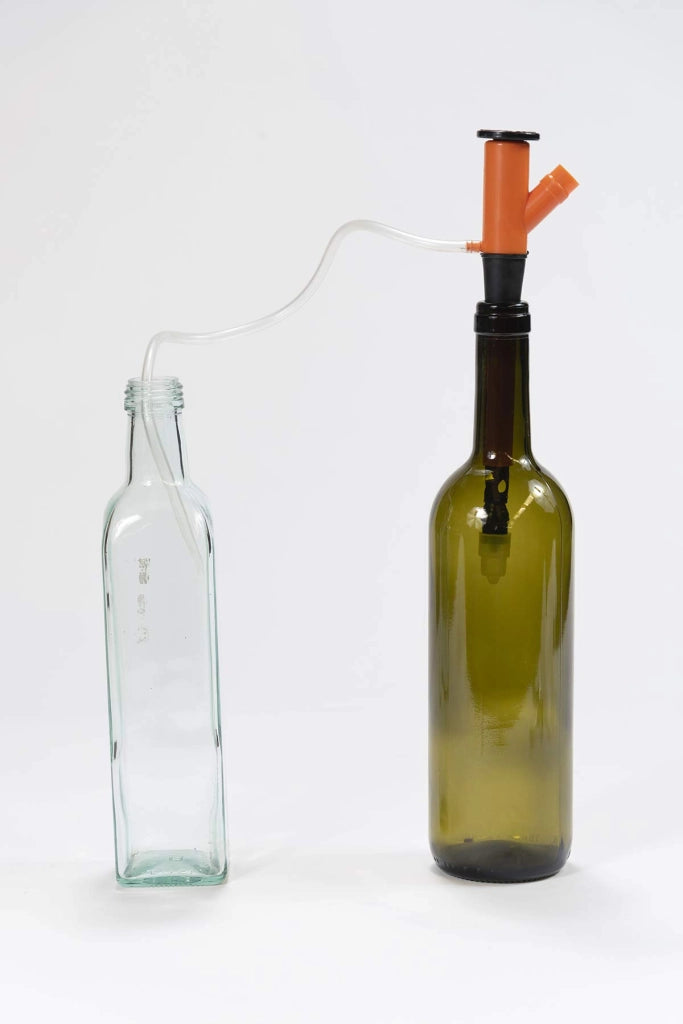 Pompa per l'imbottigliamento di vino, semiautomatica, in plastica, colore arancione/nero