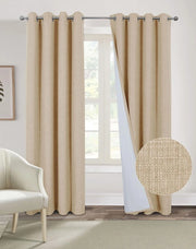Tende oscuranti, set da 2, 137x160 cm, beige, con passanti, in poliestere