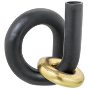 Vaso da tavolo in alluminio, nero e oro, 20x17x22 cm