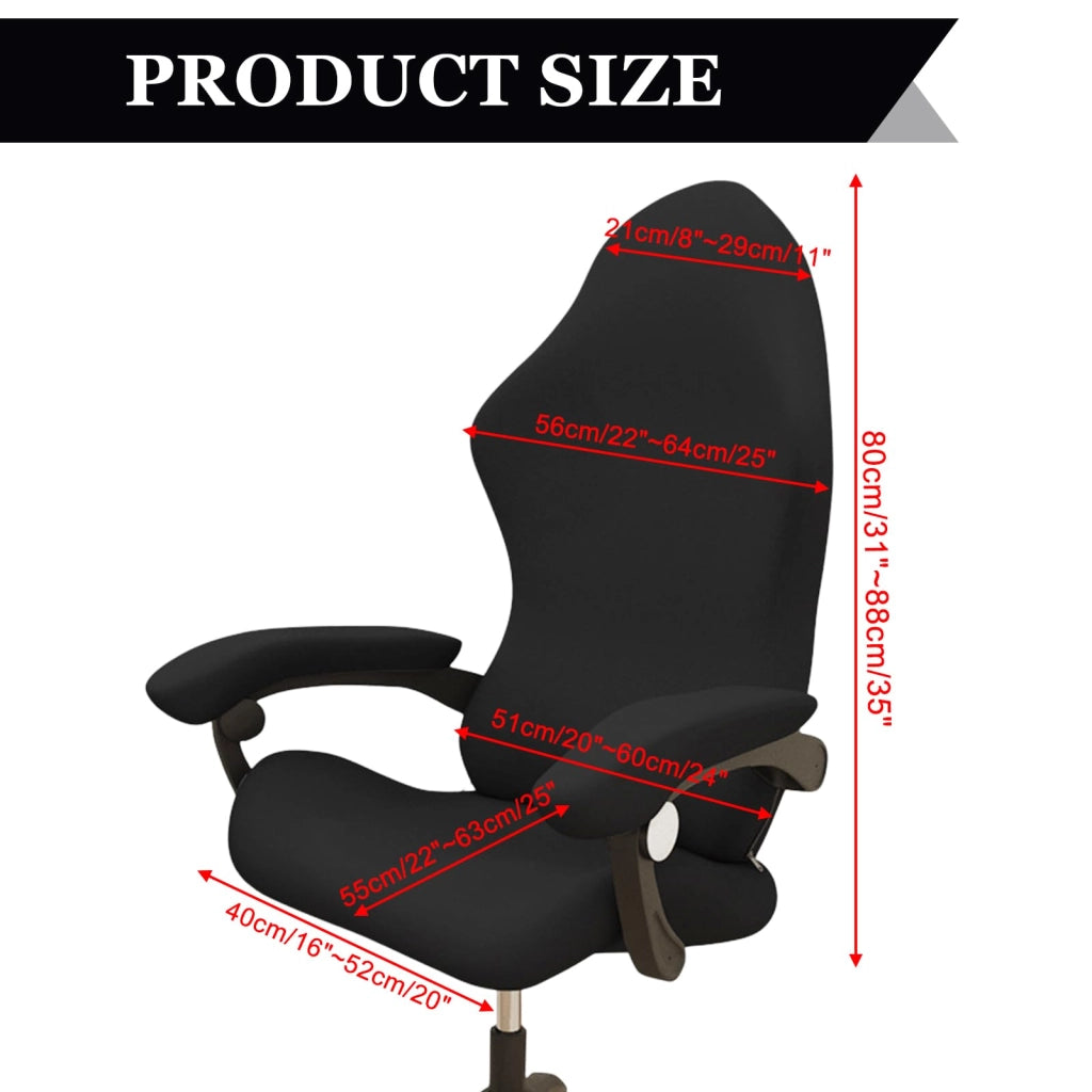 Copertura per sedia da gaming, set da 4 pezzi, colore nero, lavabile, elasticizzata