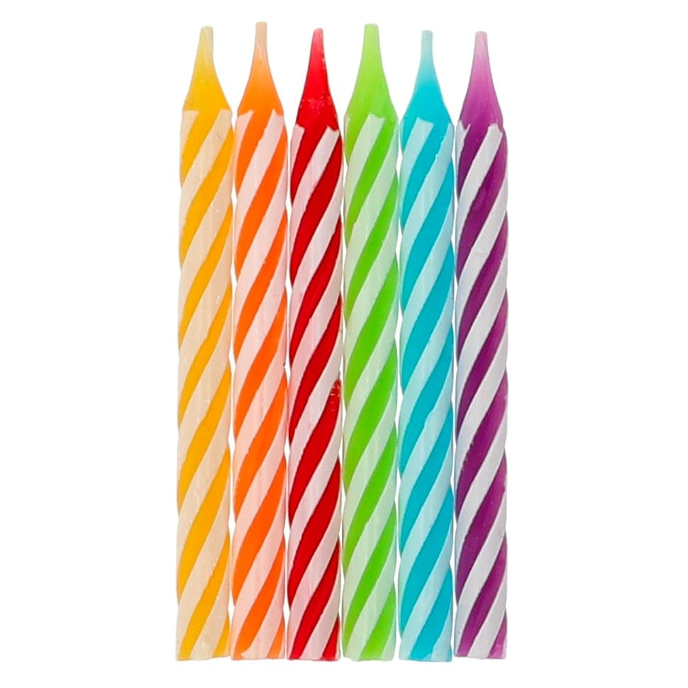 Candele arcobaleno a spirale, 6 cm, confezione da 10, multicolore