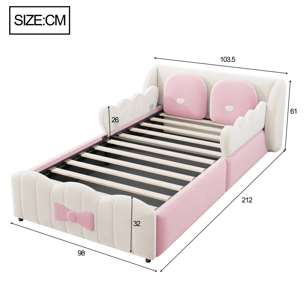 Letto singolo imbottito 90x200 cm con vano contenitore