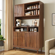 Mobile contenitore alto 100 × 32 × 170 cm con cassetto ante e ripiani aperti in MDF e pannello di particelle noce
