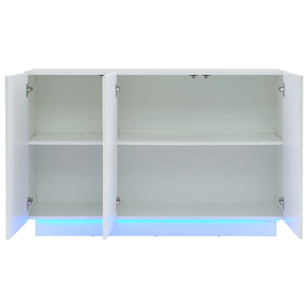 Credenza 120 × 40 × 75 cm con 3 ante e ripiani regolabili in pannello truciolare bianco lucido LED Bluetooth