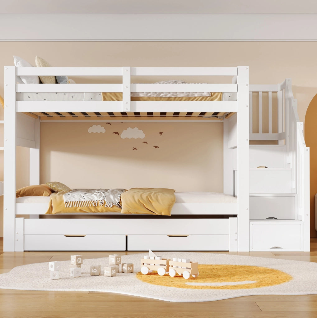 Letto a castello 90x200 cm con letto estraibile e armadio