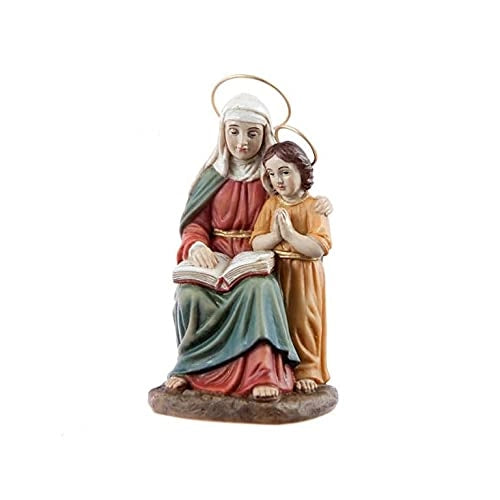 Statua di Santa Anna con Maria, 10 cm, argento, multicolore