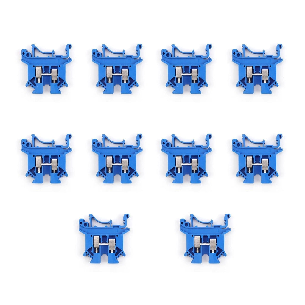 Morsetti a clip serie UK2.5, 10 pezzi, blu, in nylon e rame, per montaggio su guida DIN