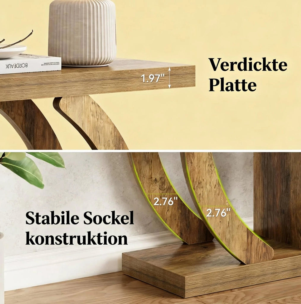 Consolle stretta per ingresso e soggiorno con 4 ripiani salvaspazio 108 cm; in legno marrone chiaro stile rustico