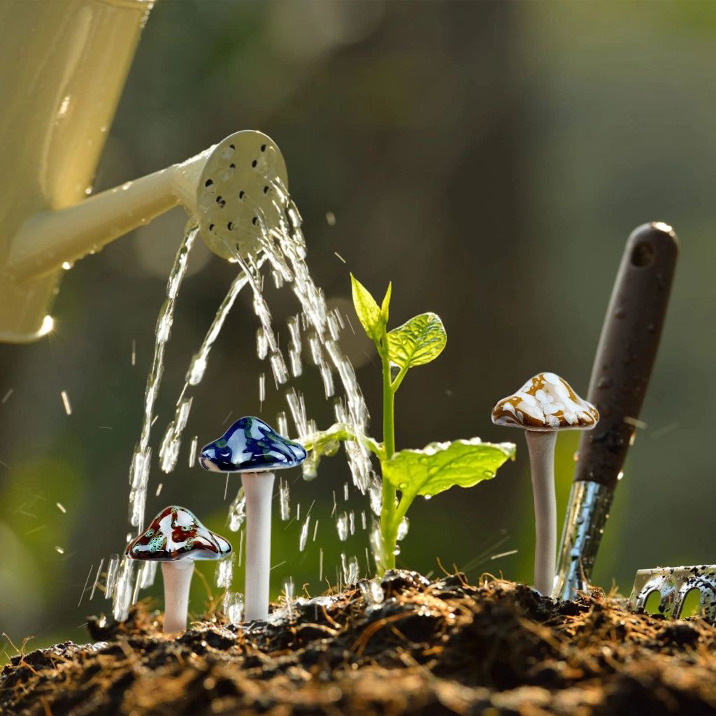 5 funghi in Vetroceramica, colorati, decorazione per giardino delle fate, 12 cm