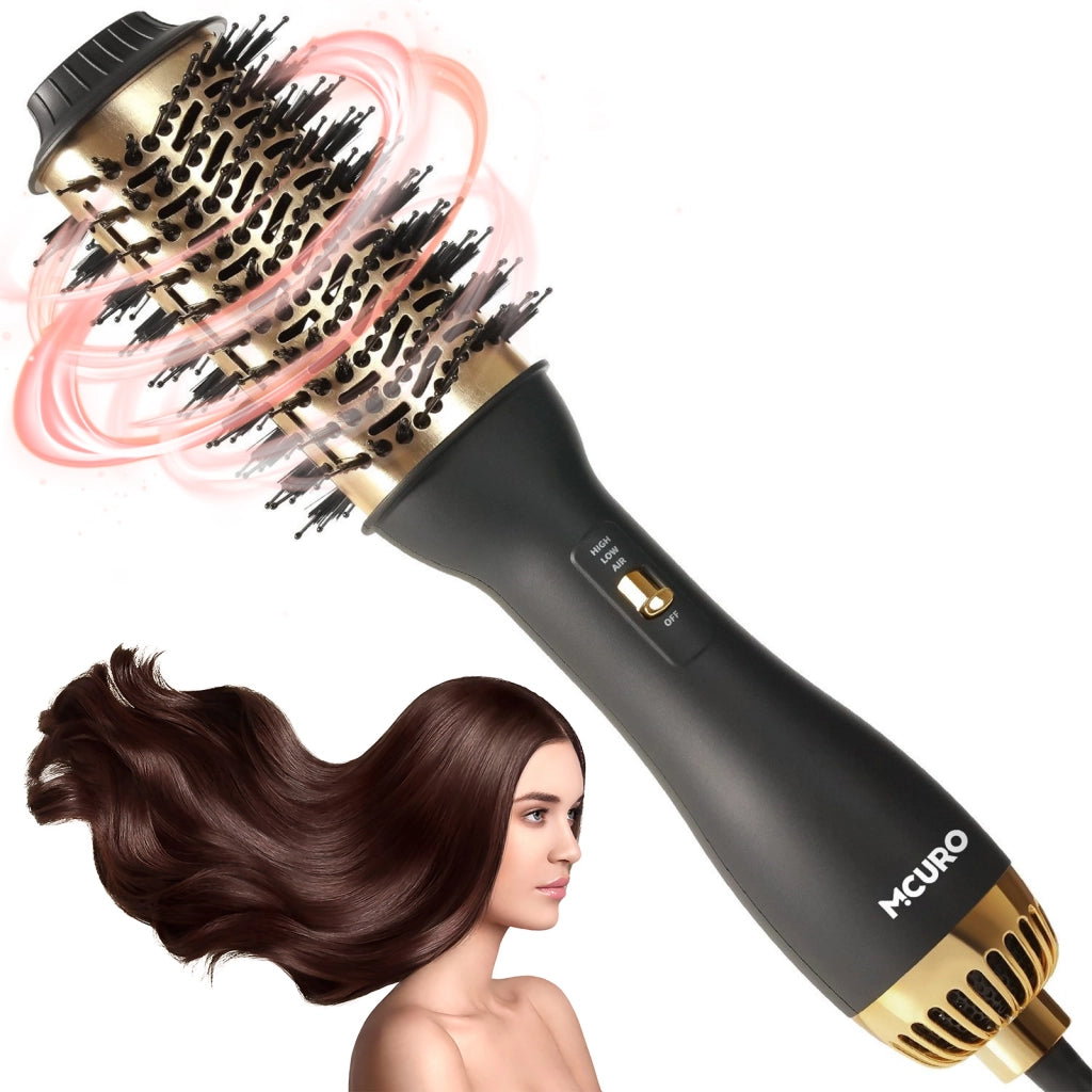Spazzola asciugacapelli 1000 W nero e oro