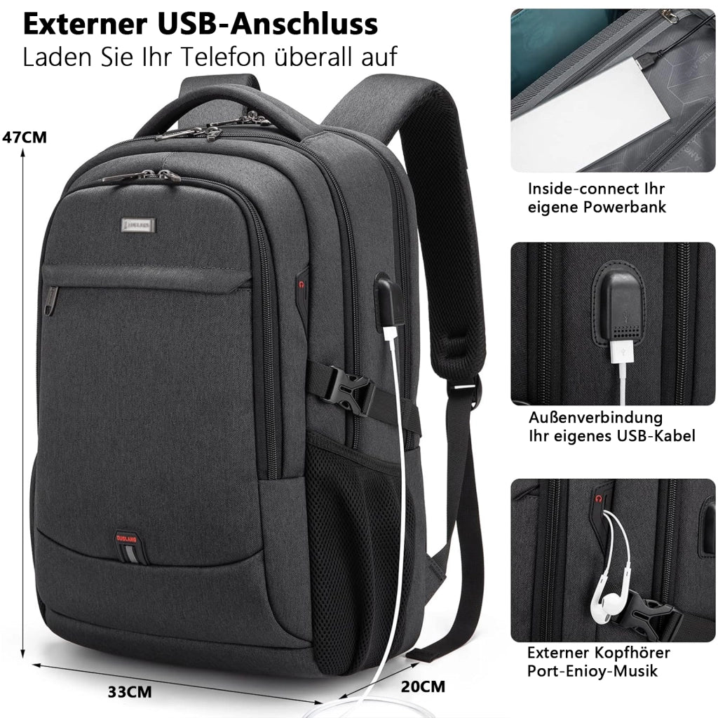 Zaino porta PC da viaggio con porta USB, tasche organizzate e fascia per trolley