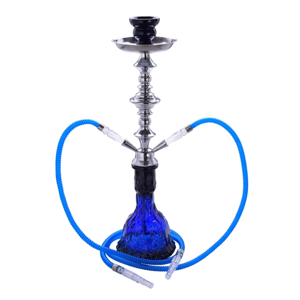 Bong Narghilè Blu 55 cm con 2 Tubi – Shisha ad Acqua con Doppio Tubo per Utilizzo Condiviso – Modello Decorativo 40508048