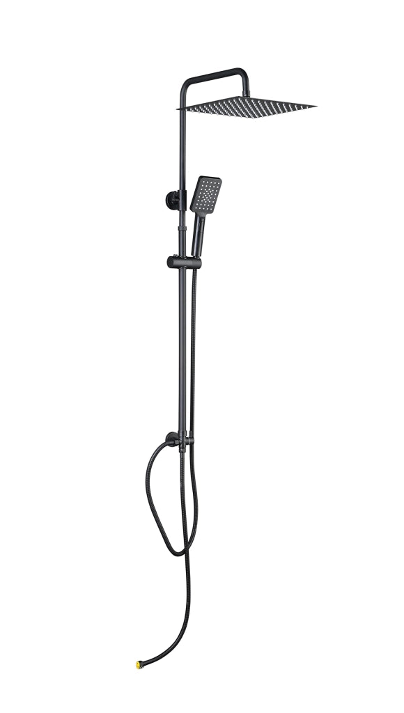 Set doccia a soffitto, 30 cm, 3 getti, a risparmio idrico, colore nero