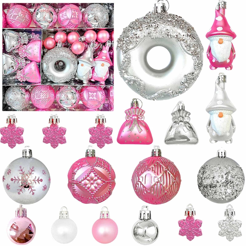 60 palline per albero di Natale infrangibili, dipinte a mano, di dimensioni 3/6/8 cm