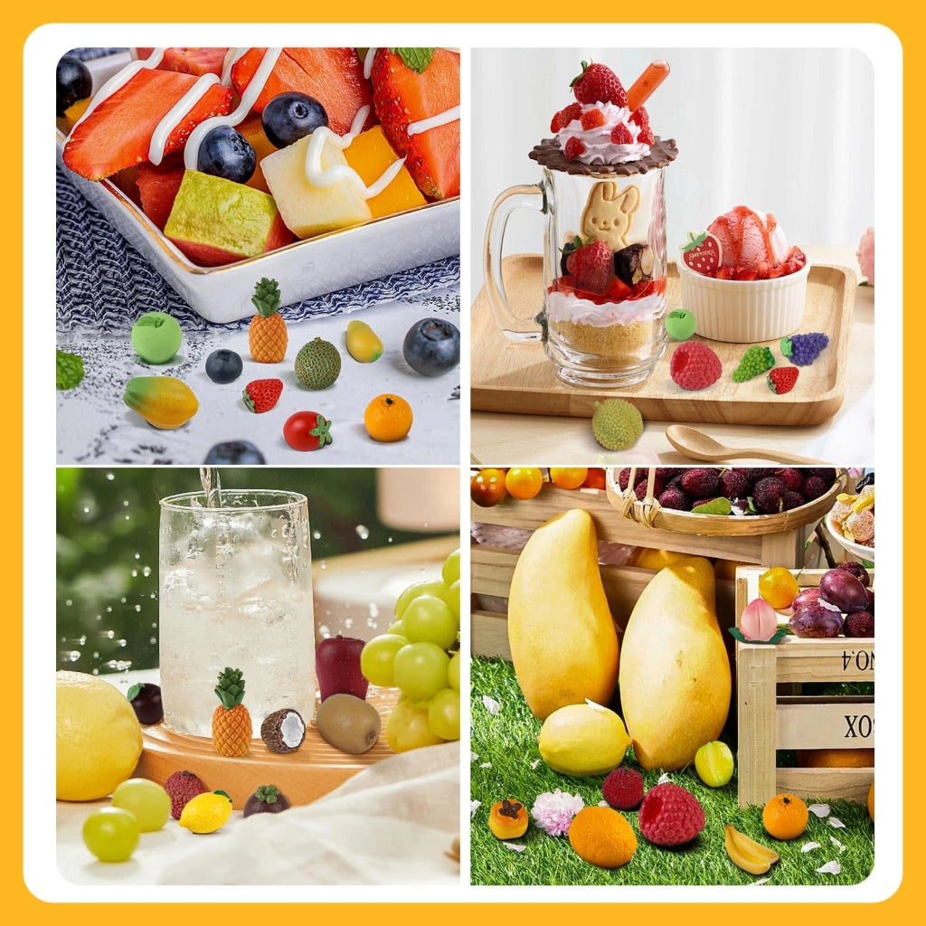 Miniature frutti artificiali in resina, 35 pezzi, dal aspetto realistico, ideali per progetti fai-da-te e decorazioni