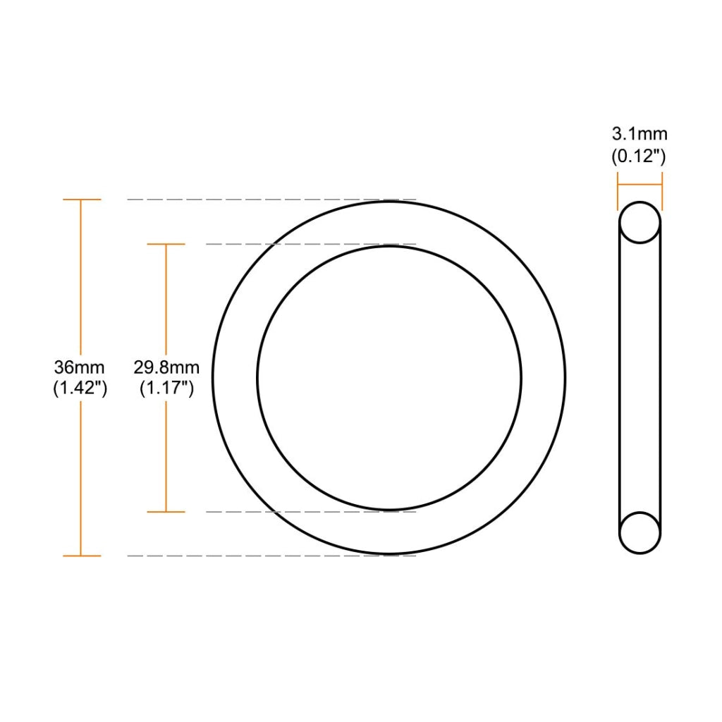5 O-ring in gomma FKM, diametro interno di 29,8 mm, larghezza di 3,1 mm, diametro esterno di 36 mm, colore verde
