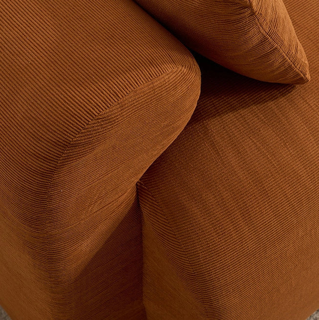 Divano 2 posti 186x95x76 cm in velluto a coste marrone; arrotondato