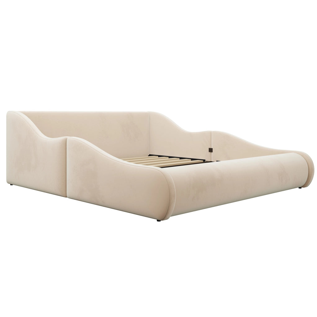 Letto imbottito per bambini 140 x 200 cm beige con sponde laterali
