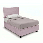 Letto Singolo Contenitore Imbottito 80x190 cm Microfibra Glicine BoxMax Testata Soft