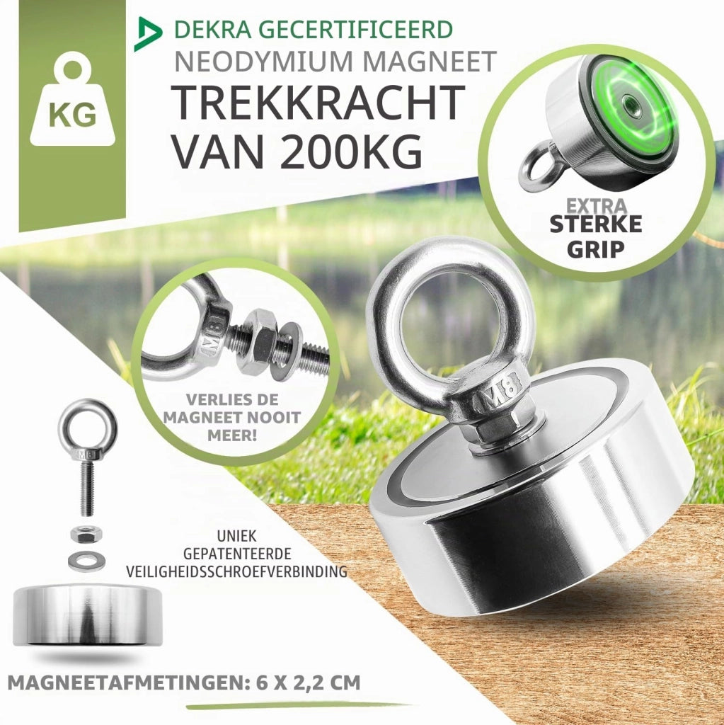 Kit per il recupero di oggetti con magnete, magnete al neodimio, 25 metri di corda, guanti impermeabili