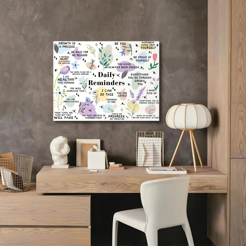 Poster motivazionale su tela con fiori, 30 x 40 cm