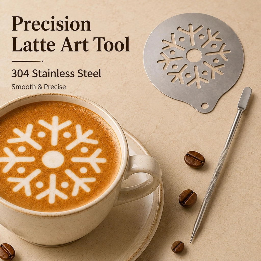 8 stencil in acciaio inossidabile per decorare il cappuccino