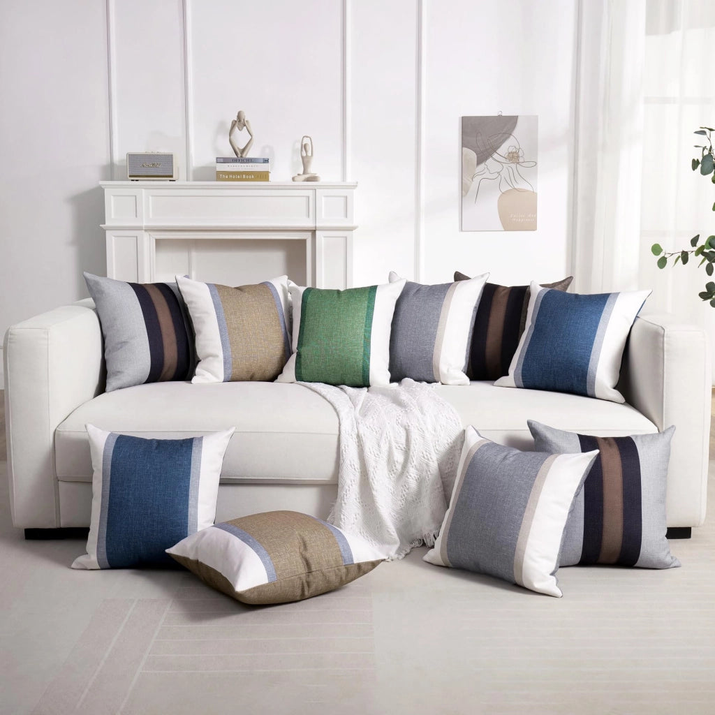 Coperte per cuscini, 50x50 cm, 2 pezzi, design moderno, colore marrone, cotone/lino