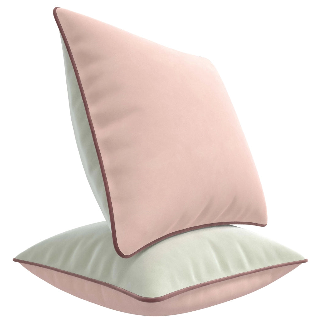 Coperte per cuscini, 50x50 cm, in velluto, fronte-retro, rosa/bianco, confezione da 2 pezzi