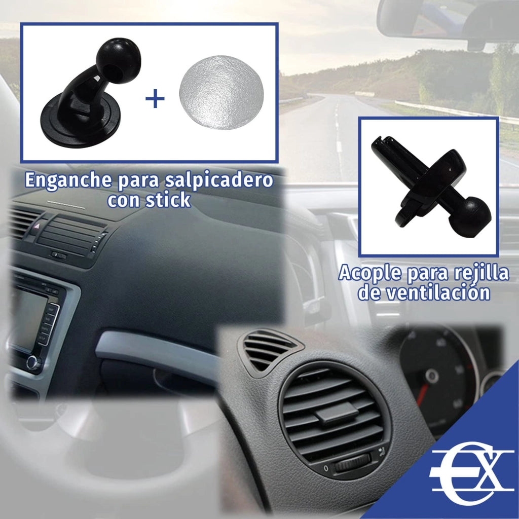 Supporto universale per telefono da auto, girevole a 360°, color argento