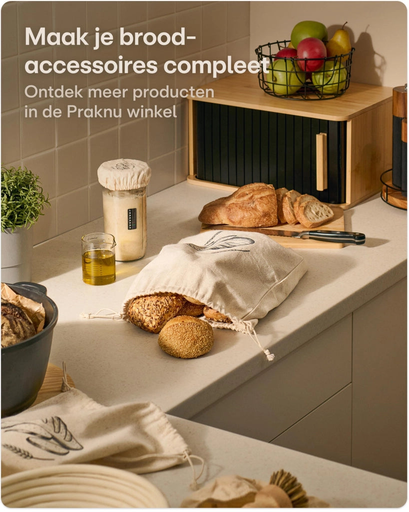 Borsa per il pane in lino, 30x40 cm, color beige – set da 2, riutilizzabile