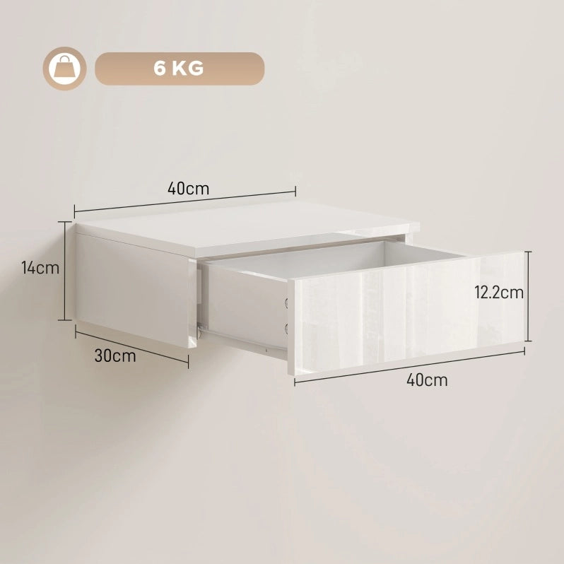 Set di 2 comodini sospesi bianchi con cassetto