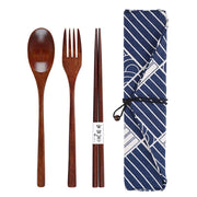 Set di posate giapponese da 4 pezzi, composto da forchetta, cucchiaio e bacchette