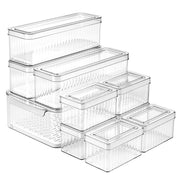 Set di organizer per frigorifero, 10 pezzi, impilabili, trasparenti, in 3 diverse dimensioni