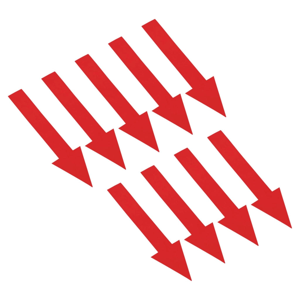 Segnaletica direzionale, 9 pezzi, in PVC, autoadesiva, impermeabile, colore rosso