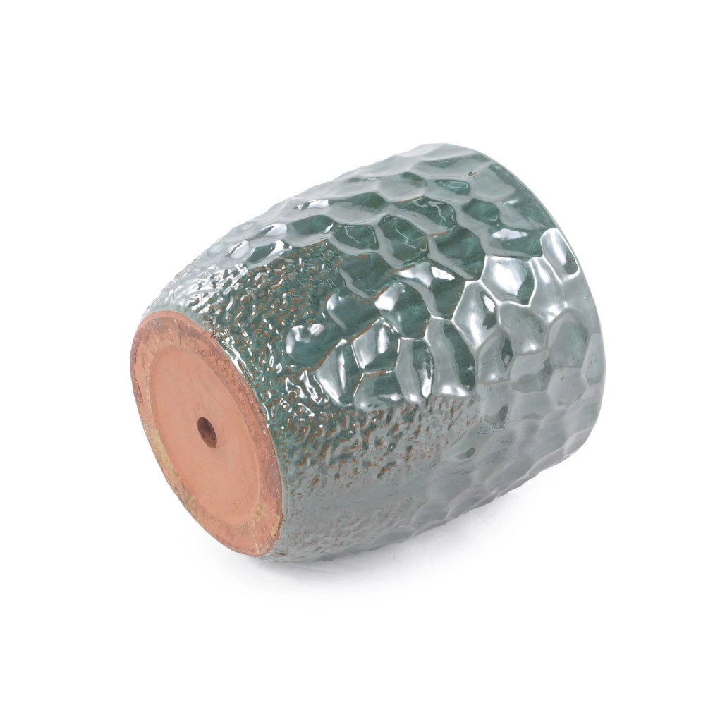 Vaso in ceramica verde scuro Ø 18 cm con foro di drenaggio
