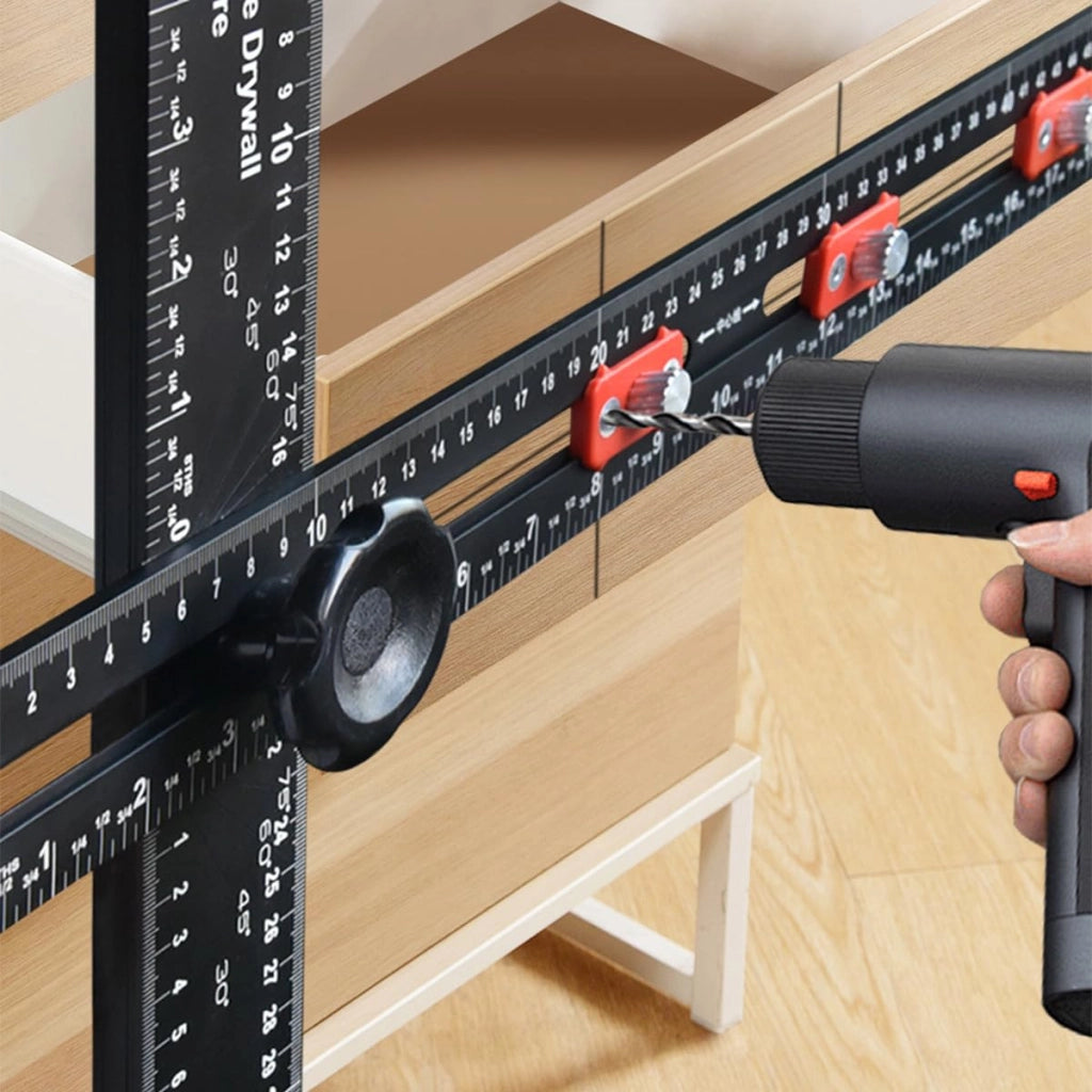 Riga bohrmeccanica 2-in-1 e guida per accessori per mobili, 479 g, colore nero