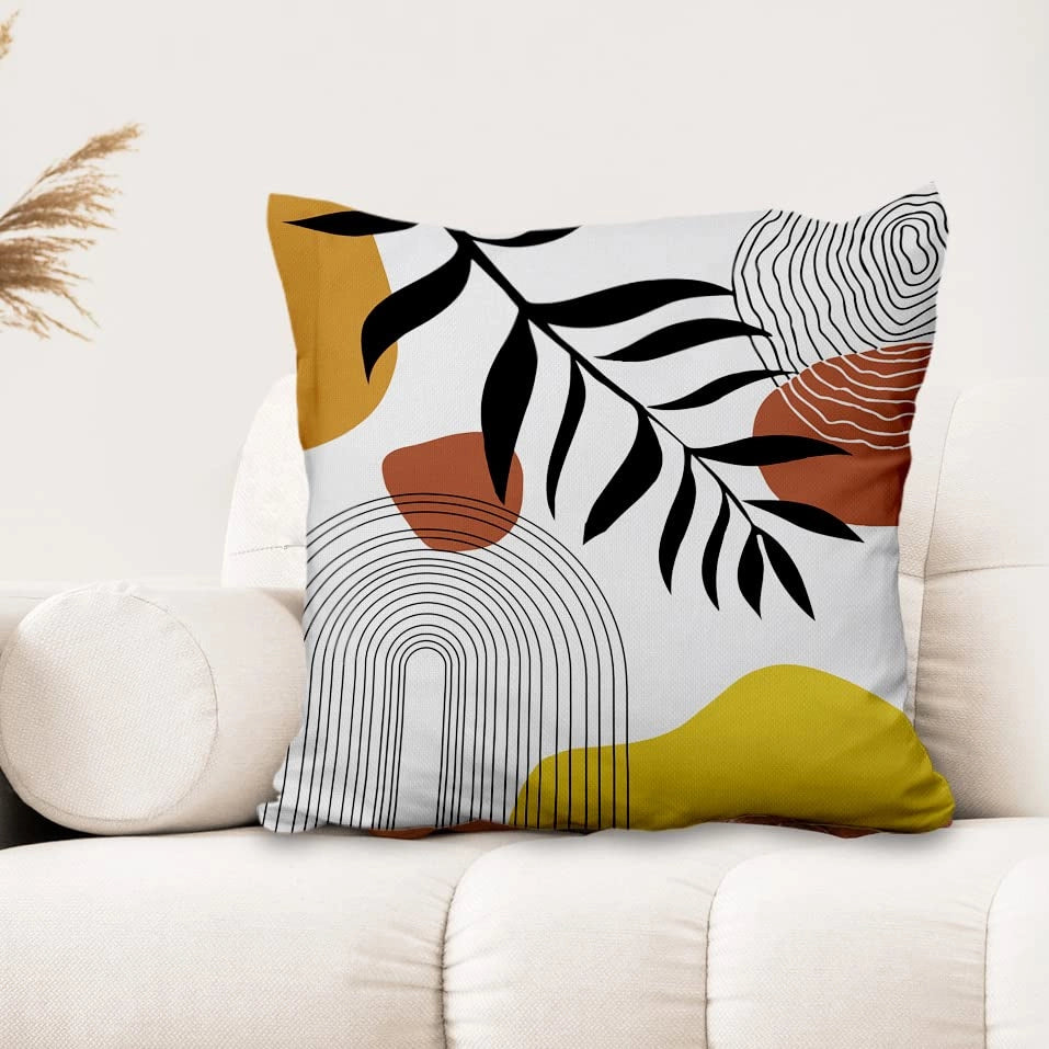 Cuscino decorativo, 41x41 cm, stile bohémien, design astratto, set da 4, aspetto simile al lino