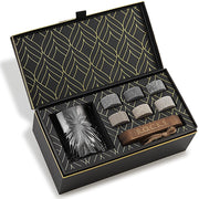 Set di pietre refrigeranti per whisky e bicchieri in cristallo – 6 pietre in granito, 315 ml