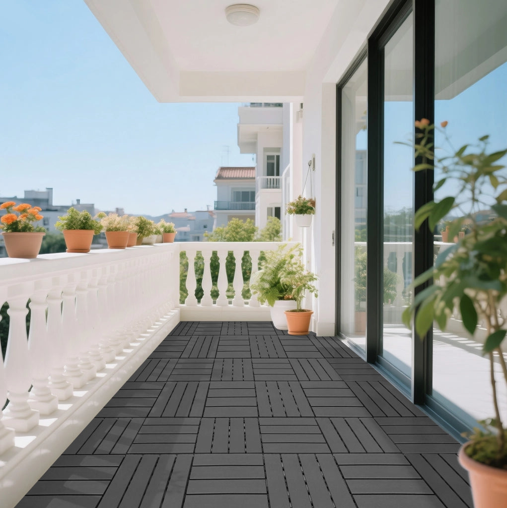 Piastrelle da terrazza ad incastro 30,5 x 30,5 cm grigio scuro 44 pezzi