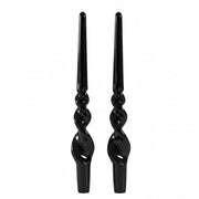 Set da 2 candele a spirale artigianali, "Voluta", 30 cm, nere