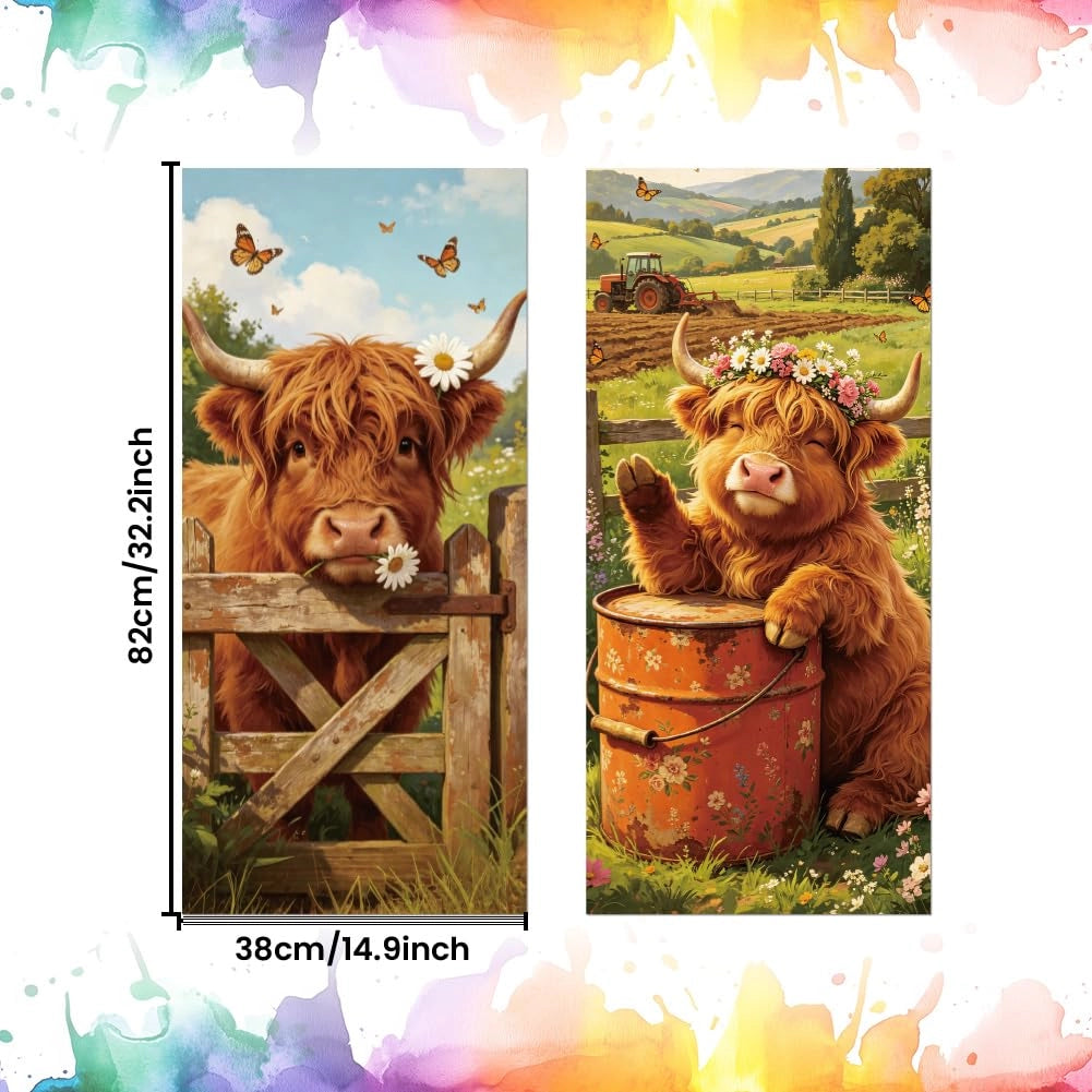 Adesivi per bidoni della spazzatura a tema Highland Cattle, dimensioni 38x82 cm, confezione da 2 pezzi, in PVC, resistenti agli agenti atmosferici