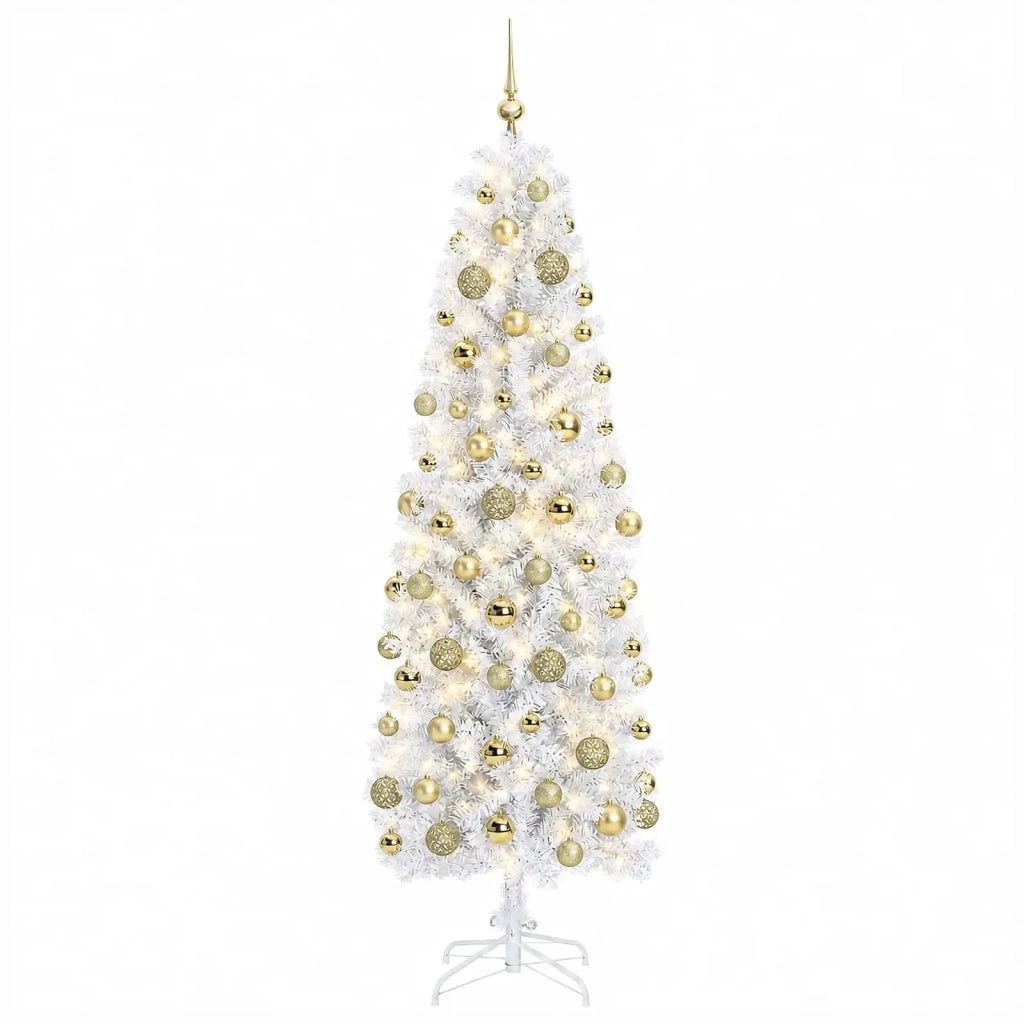 Albero di Natale Artificiale Slim con Palline 180 cm 300 LED 3461067