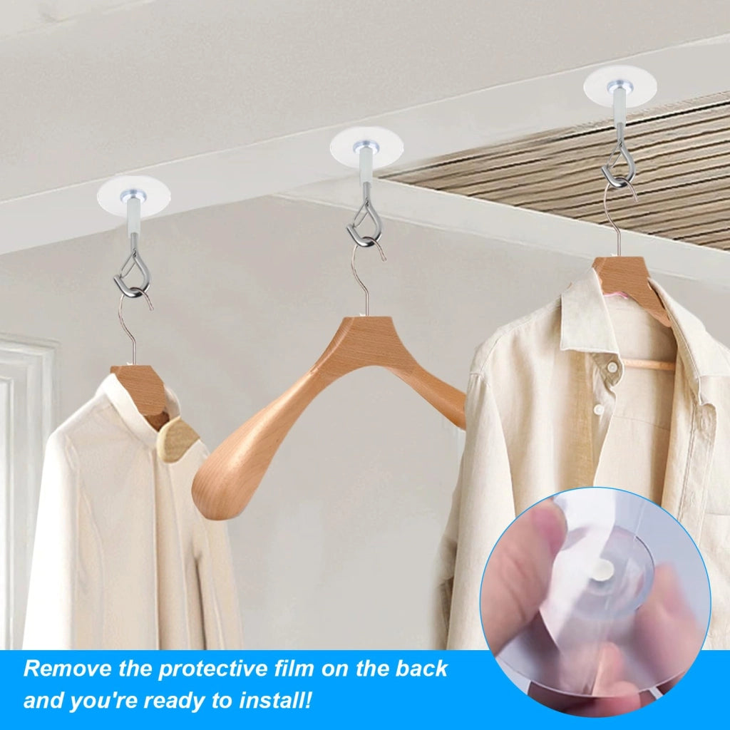 6 ganci adesivi per soffitto e parete, extra resistenti, senza necessità di foratura