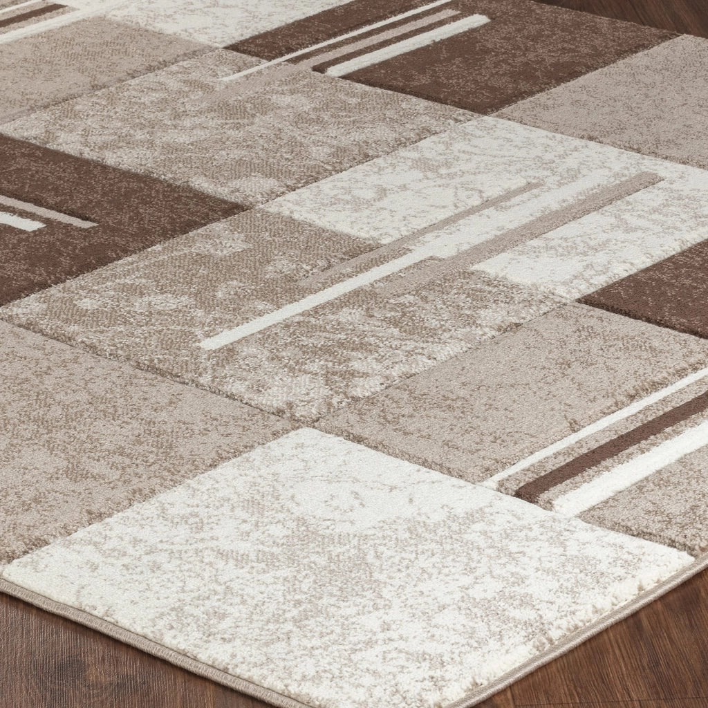 Tappeto scandinavo geometrico, 80x150 cm, beige/marrone/bianco