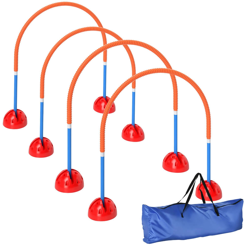 Kit Addestramento Agility Dog 4 Porte Regolabili per Cani con Borsa da Trasporto per Giardino Blu e Arancione