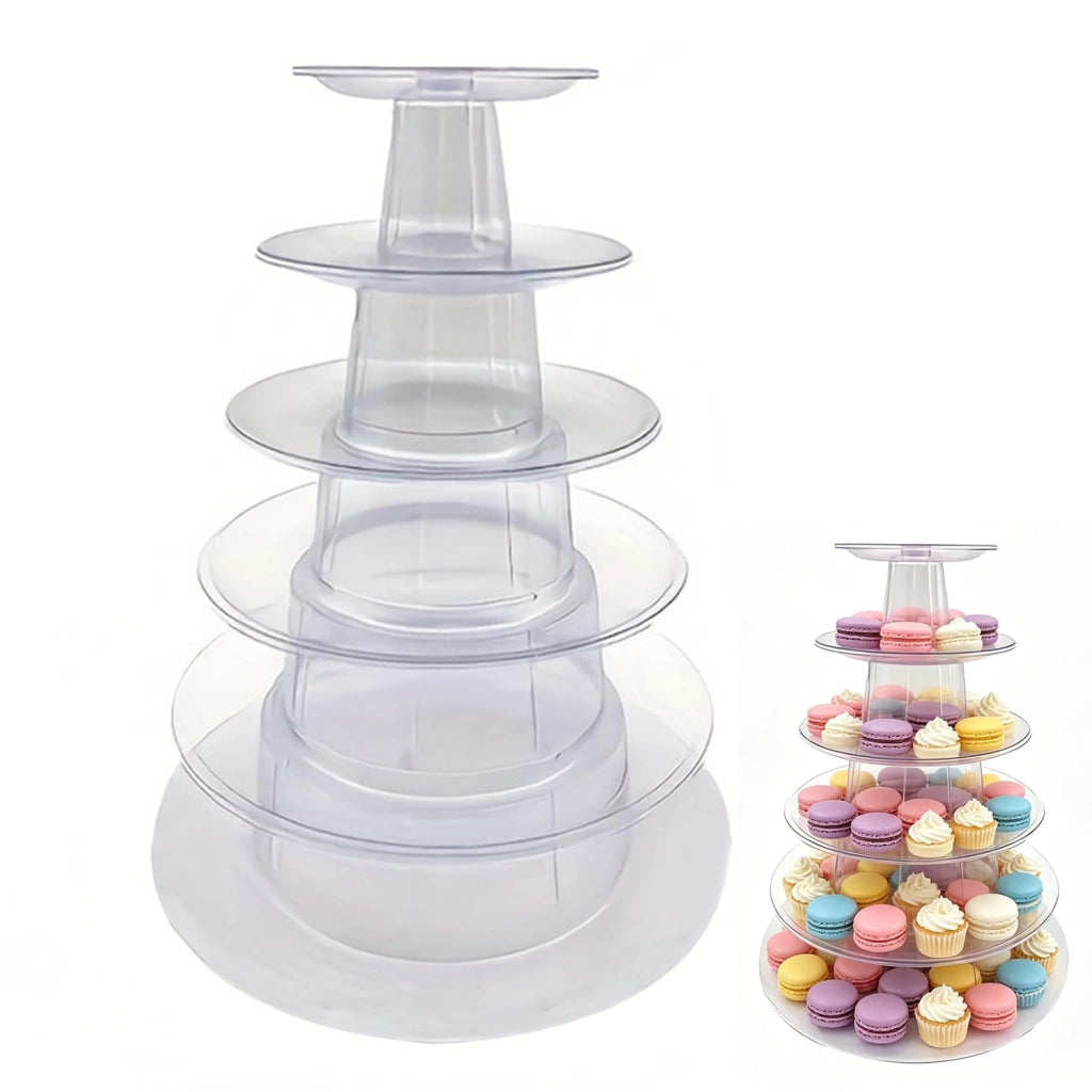 Supporto per macarons, 6 piani, trasparente, 25,4 cm, in PVC