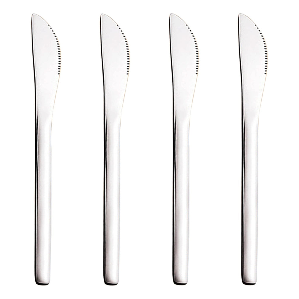Set di 4 coltelli da dessert, in acciaio inossidabile, lunghezza 14 cm, con sistema di sicurezza per bambini