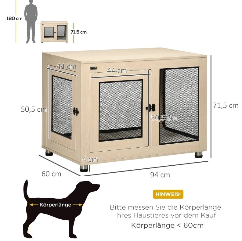 Gabbia per cani con chiusura 94 x 60 x 71,5 cm in acciaio naturale e nero